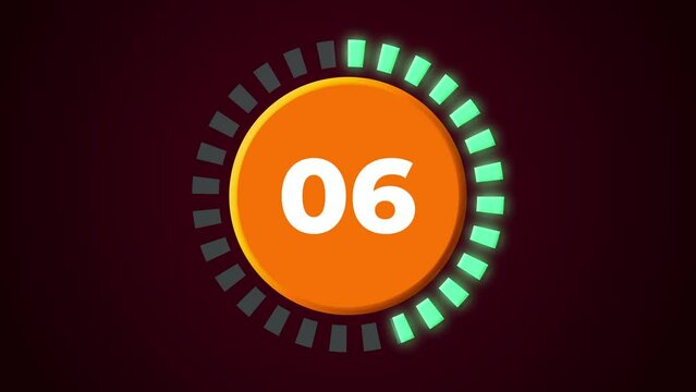Countdown clock timer animation motion graphics movement 10 seconds introduction visual effect abstract modern technology background universal 4K orange lime