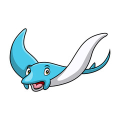 Cute stingray cartoon on white background © frescostudio
