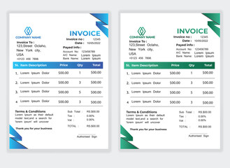 Business Minimal Corporate Invoice design template vector illustration bill form price . Creative template and stationery design payment agreement design template