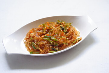 a plate of stir fry vermicelli noodle 