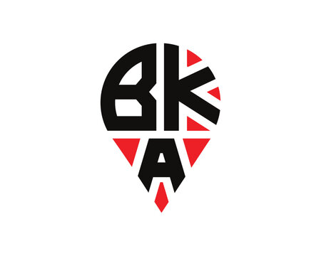 BKA letter location shape logo design. BKA letter location logo simple design.