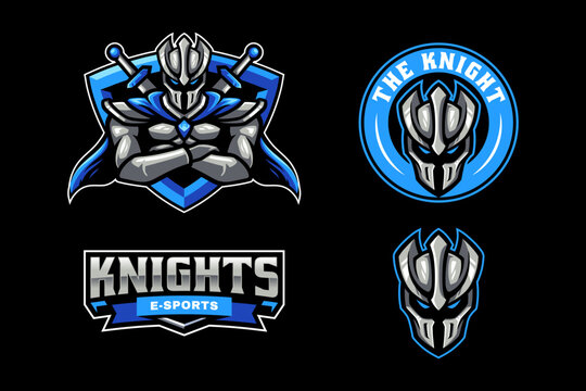 knight sliver iron mascot logo template for sport gaming team