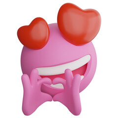 Love emoji clipart flat design icon isolated on transparent background, 3D render emoji and emoticon concept