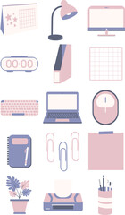 Calm and Cute Office Work Illustration Set