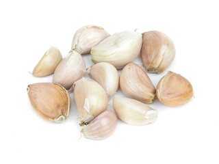 Spicy White Garlic Head with medicinal properties as herbs isolated on white background.	