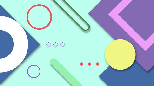 Colorful flat dynamic shapes geometric background, stock video
