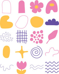 Swaying Hand Drawn Abstract Shape Illustration Set