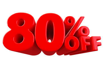 Discount 80 Percent off Sale - 3D Render Number Red