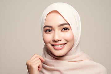 Portrait of a young Malay woman model with hijab