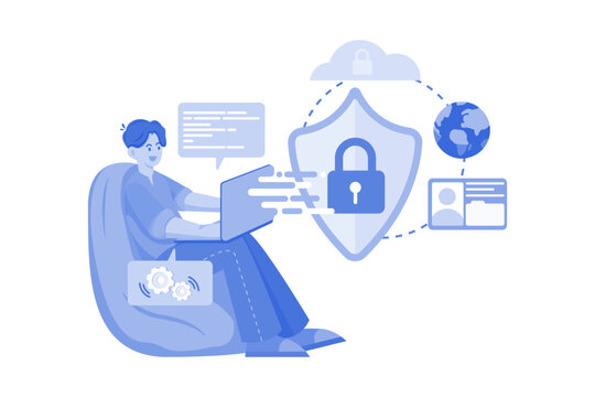 Cybersecurity developer Illustration concept on white background
