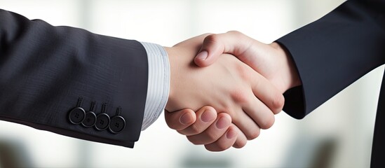 Business leaders shake hands after negotiating. - obrazy, fototapety, plakaty