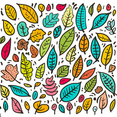 Dancing with Doodles Children's Symphony of Colorful Leaf Patterns