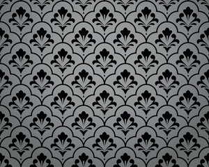 Obraz premium Flower geometric pattern. Seamless vector background. Gray and black ornament
