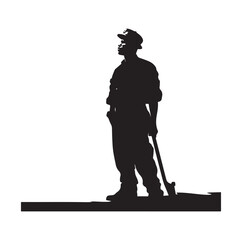 Fireman silhouette Vector On White Background.