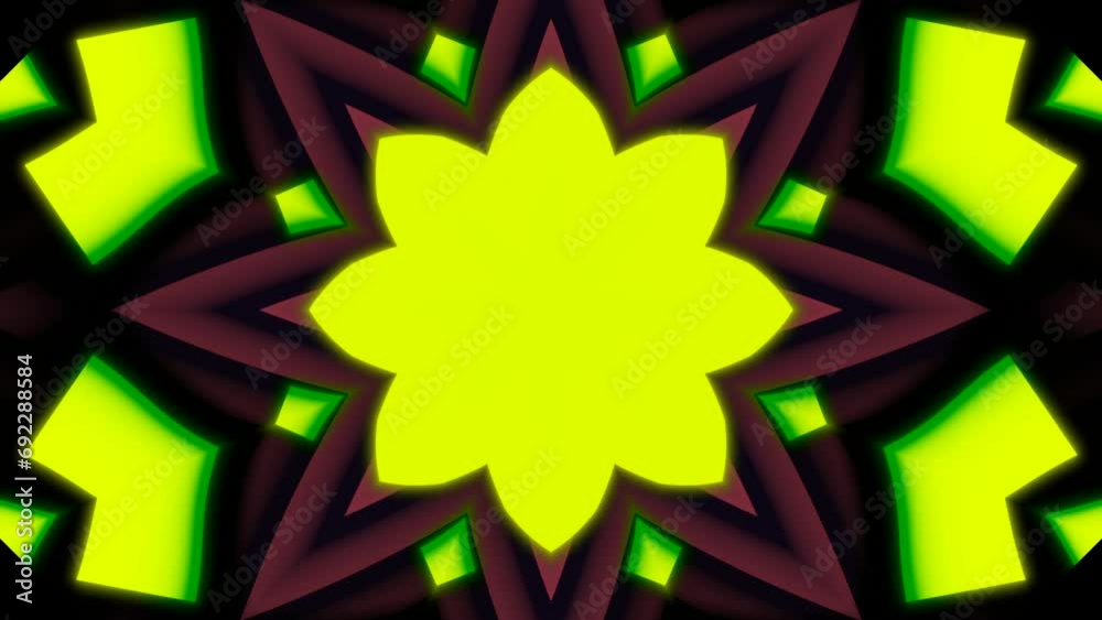 Poster moving pattern with pulsating shapes. design. star pattern with geometric shapes and psychedelic eff