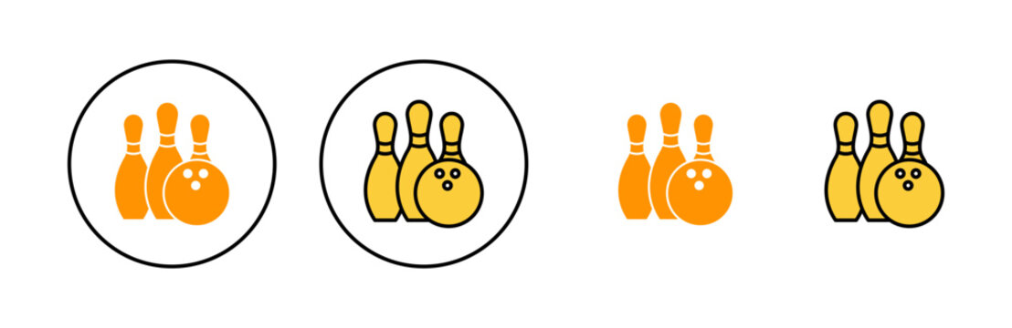 Bowling icon set for web and mobile app. bowling ball and pin sign and symbol.