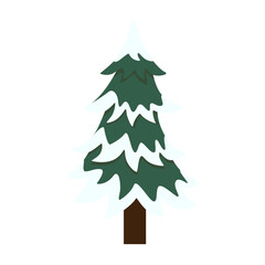 Christmas tree illustration. Green christmas tree. Vector illustration and Icon.