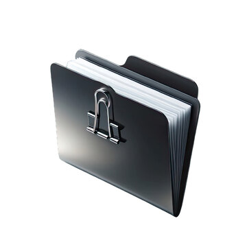 recommend clip art: Elegant Simplicity Modern Black File Folder with Silver Clip