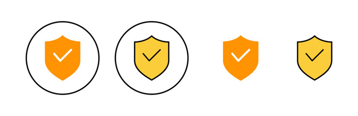 Shield check mark icon set for web and mobile app. Protection approve sign. Insurance icon