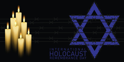 International Holocaust Remembrance Day vector. Star of David . January 27. Important day