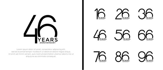 set of anniversary logo black color on white background for celebration moment