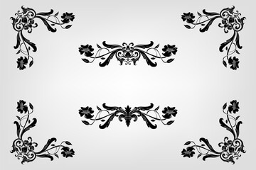Classical Baroque Filigree Decoration Ornament Vintage Floral Border Style Antique Art Retro