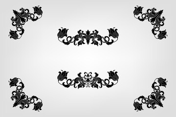 Classical Baroque Filigree Decoration Ornament Vintage Floral Border Style Antique Art Retro