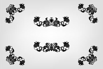 Classical Baroque Filigree Decoration Ornament Vintage Floral Border Style Antique Art Retro