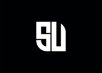 Monogram Letter SU Logo Design vector template