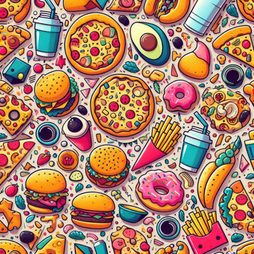junk food cartoon background image