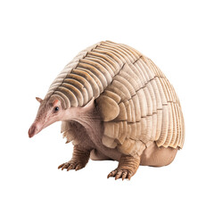The image shows an armadillo isolated on a black background, prominently displaying its unique leathery armored shell and long snout.