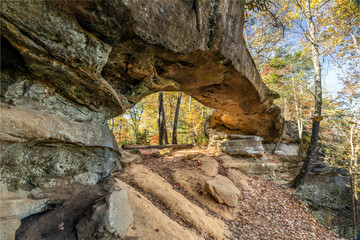 Princess Arch, surrounded by fall color, is one of many natural rock formations found in Red River...