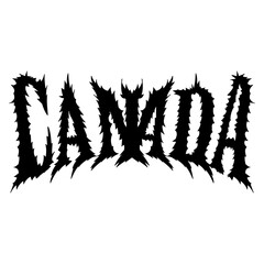canada word with death metal font hand drawing vector isolated on background. - obrazy, fototapety, plakaty
