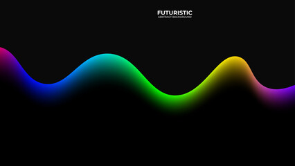 Colorful Abstract waves on Black Background. Colorful dynamic.Graphic design grunge style concept for banner, flyer, landing page, website, banner. vector illustration