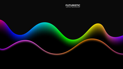 Colorful Abstract waves on Black Background. Colorful dynamic.Graphic design grunge style concept for banner, flyer, landing page, website, banner. vector illustration