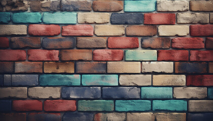 Obraz premium Weathered brick wall with abstract textured pattern and rusty colors generated by AI