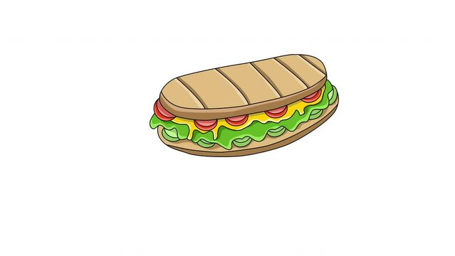 Animated video of the Panini bread icon, a typical Italian food