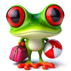great 3d illustration of a funny red eyed tree frog on vacation