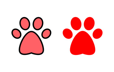 Paw icon set illustration. paw print sign and symbol. dog or cat paw
