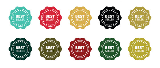 set of best seller stickers, badges, labels vector illustration - obrazy, fototapety, plakaty