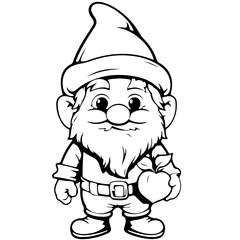 Christmas gnomes design for coloring book isolated. Generative AI