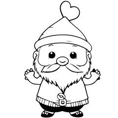 Christmas gnomes design for coloring book isolated. Generative AI