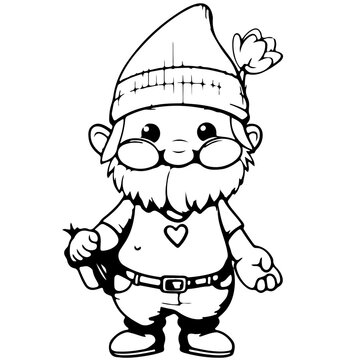 Christmas gnomes design for coloring book isolated. Generative AI
