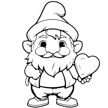 Christmas gnomes design for coloring book isolated. Generative AI