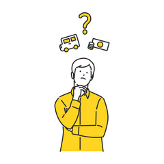 車の購入を検討する男性のイラスト