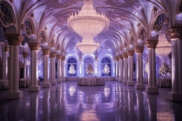 Crystal Castle Ballroom: Inside a grand ballroom made entirely of glistening crystals, the Sugar Plum Fairy dances with elegance and grace. 