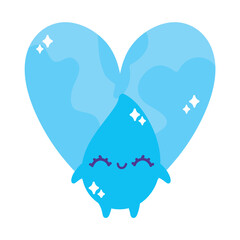 water day heart and kawaii drop