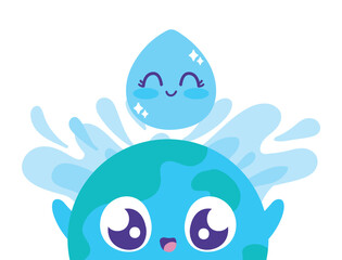 water day cartoon drop kawaii