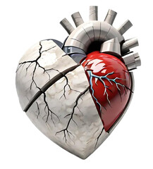 anatomical mechanical heart on a white isolated background - obrazy, fototapety, plakaty