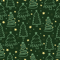 seamless pattern with christmas trees